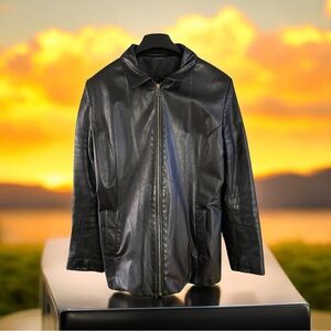 Vintage Women’s Black Leather Jacket Cuir Marcelle  Leather Black Size : Small